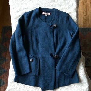 Beyond threads Blue felted alpaca jacket blazer size medium